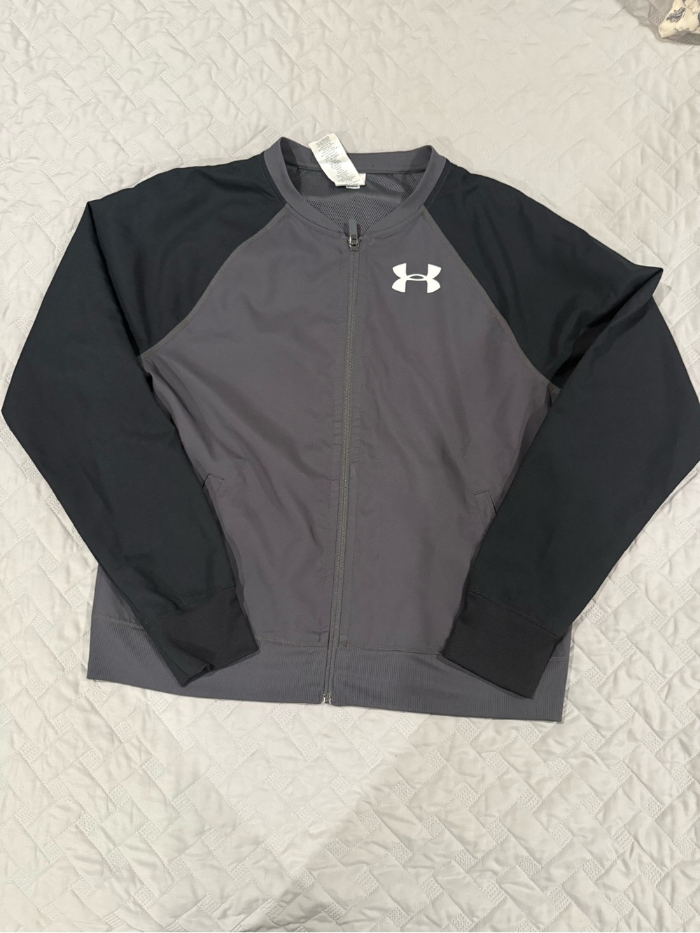 Under Armour Women's Large Gray and Black Jacket Full Zip Lightweight